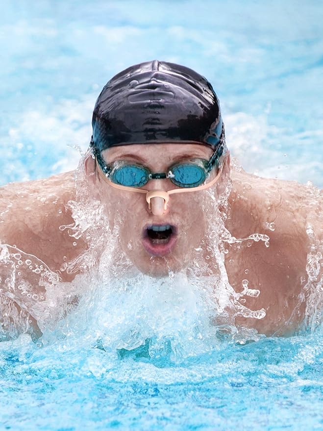 Blulu 6 Pieces Swimming Nose Clip Latex Gel Nose Plugs for Swimming Swimmer Accessories for Older Kids, Beige