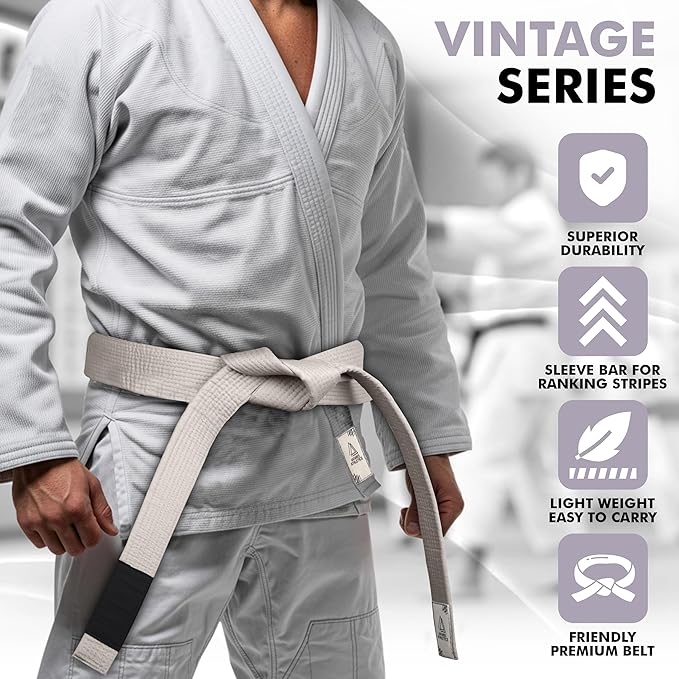 Vintage Series BJJ Belt for Men & Women Brazilian Jiu Jitsu Belt for Jiu Jitsu Gi
