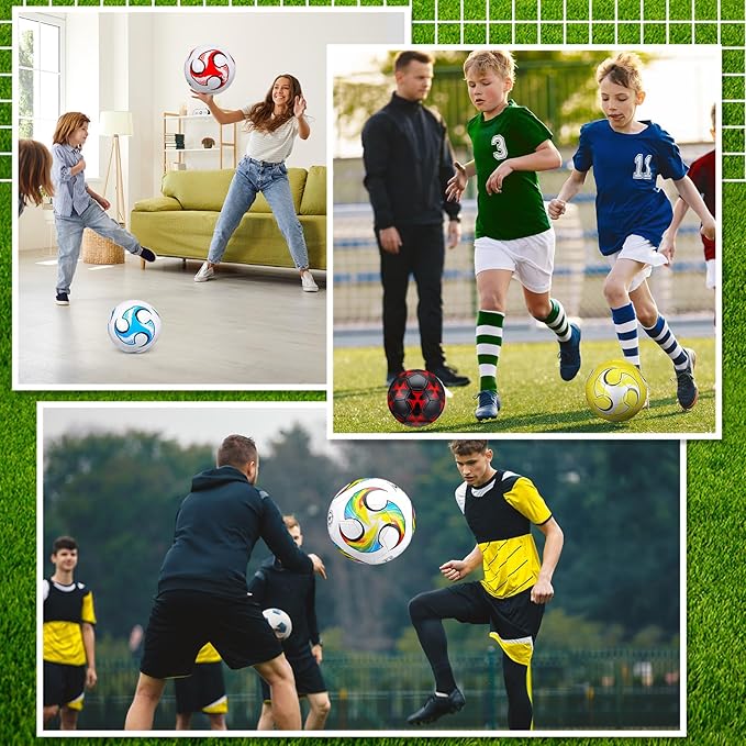 Lenwen 12 Pcs Soccer Balls with Pump Bulk Official Size 5 4 3 Kids Teen Adult Indoor Outdoor Sports Soccer Ball Toddler Youth Gift for Training Game Practice Christmas Operation