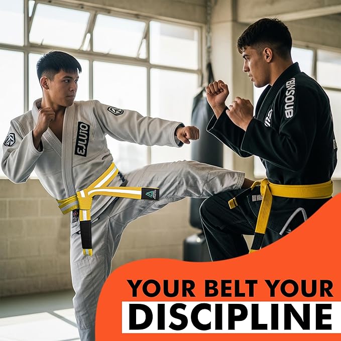 Brazilian Jiu Jitsu Belts Preshurunk Martial Arts Youth BJJ Belts for Girls & Boys with BJJ Ranking Stripes