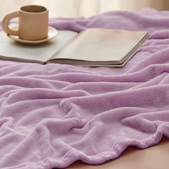 Bedsure Fleece Blankets Queen Size Lilac Lavender - Bed Blanket Soft Lightweight Plush Fuzzy Cozy Luxury Microfiber, 90x90 inches