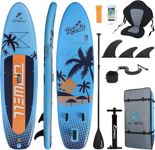 UPWELL 10'6"/11'/11'6" Inflatable Paddle Board, Stand Up Paddlboard for Youth & Adults, Stable Design, Premium SUP Accessories, Backpack, Leash, Hand Pump, Fins