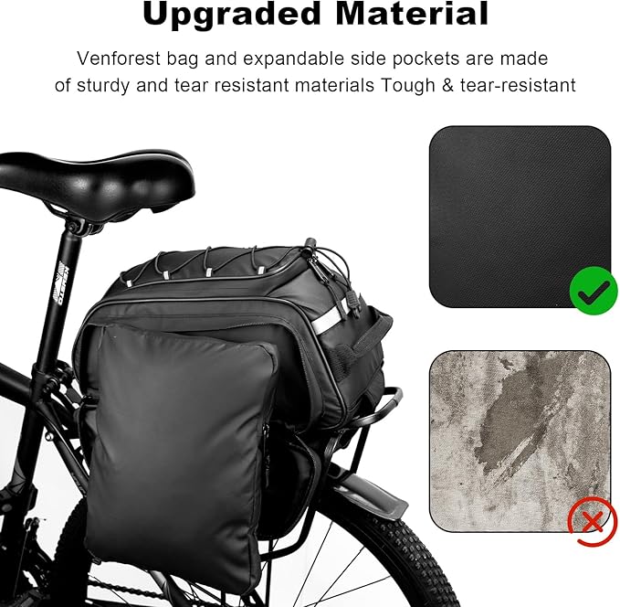 Bike Rear Rack Bag,20L PVC Waterproof Bike Trunk Bag for Road and Mountain Bikes,Multifunctional Bicycle Rear Seat Bag with Rain Cover Bike Saddle Bag for Cycling Trip (Black)