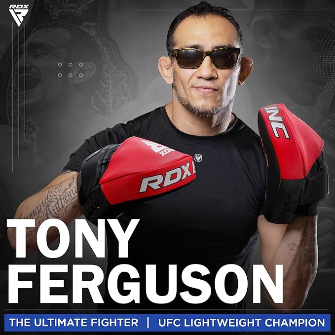 RDX Boxing Pads Focus Mitts, Maya Hide Leather Curved Hook and Jab Target Hand Pads, Great for MMA, Kickboxing, Martial Arts, Muay Thai, Karate Training, Padded Punching, Coaching Strike Shield