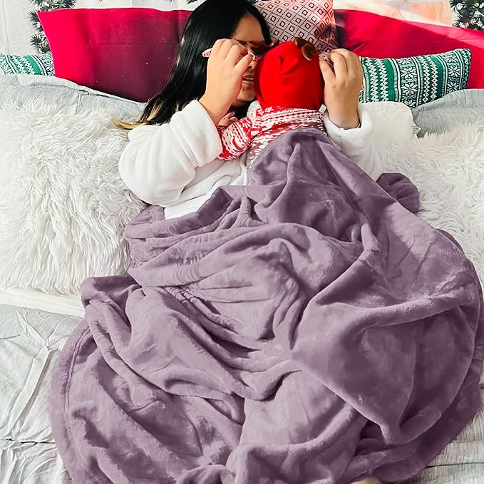 Bedsure Fleece Blankets Twin Size Fog Purple - 300GSM Lightweight Plush Fuzzy Cozy Soft Blanket for Bed, Sofa, Couch, Travel, Camping, 60x80 inches