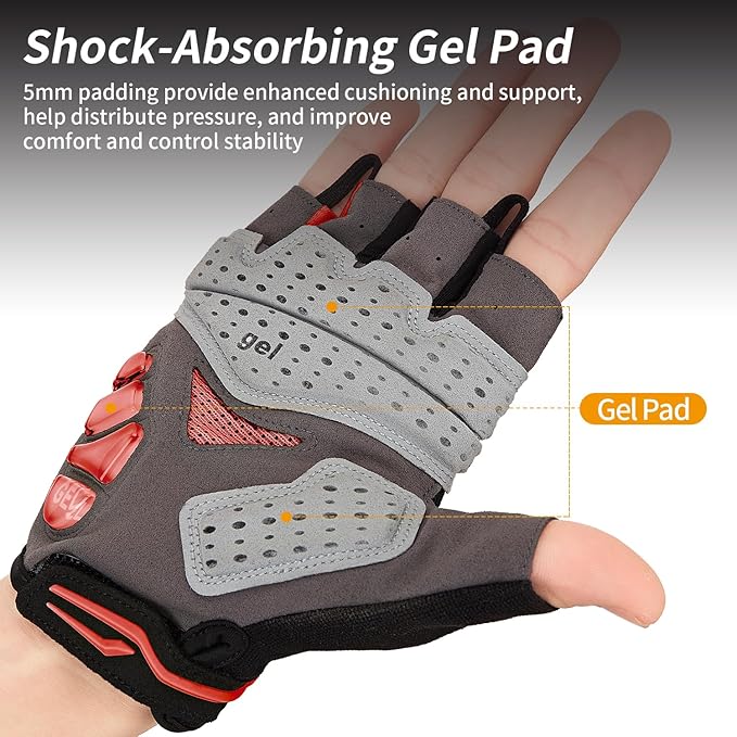 Souke Sports Mens Cycling Gloves with Gel Pads Half Finger Bike Gloves Lightweight Anti-Slip Shock-Absorbing for MTB Road Biking