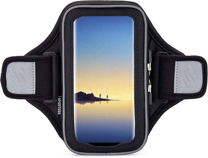 Sporteer Velocity V8 Running Armband - Compatible with iPhone 16 Pro Max, 16 Plus, 15/14 Pro Max, 16/15/14 Pro, iPhone 16/15/14, Galaxy S24+, S23 Plus, Pixel, & Many More Cell Phones - FITS Cases