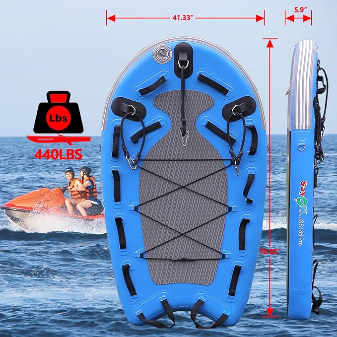 SAYOK Large Inflatable Sled Water Floating Mat Jet Ski Sled Board for Professional Emergency Rescue, Big Wave Surfing
