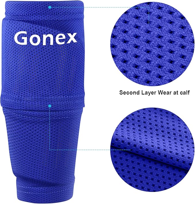 Gonex Soccer Shin Guards for Kids Adult, Youth Boys Girls Shin Guards Slip in Soccer Shin Pad Sleeves Canilleras for Football Games, EVA Cushion Protection Reduce Shocks & Injuries