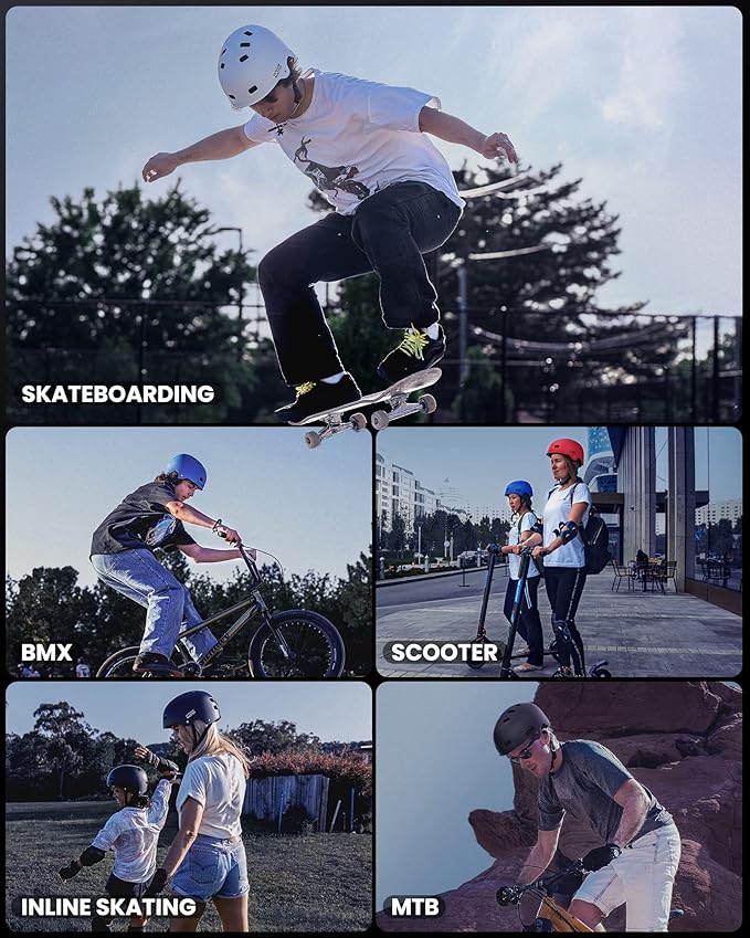 OutdoorMaster Skateboard Cycling Helmet - Two Removable Liners Ventilation Multi-Sport Scooter Roller Skate Inline Skating Rollerblading for Kids, Youth & Adults