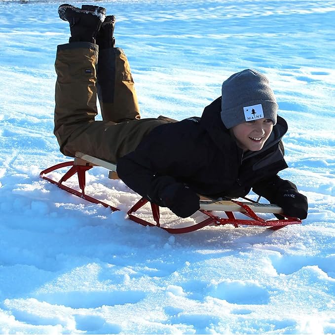Flexible Flyer Metal Runner Sled. Steel & Wood Steering Snow Slider