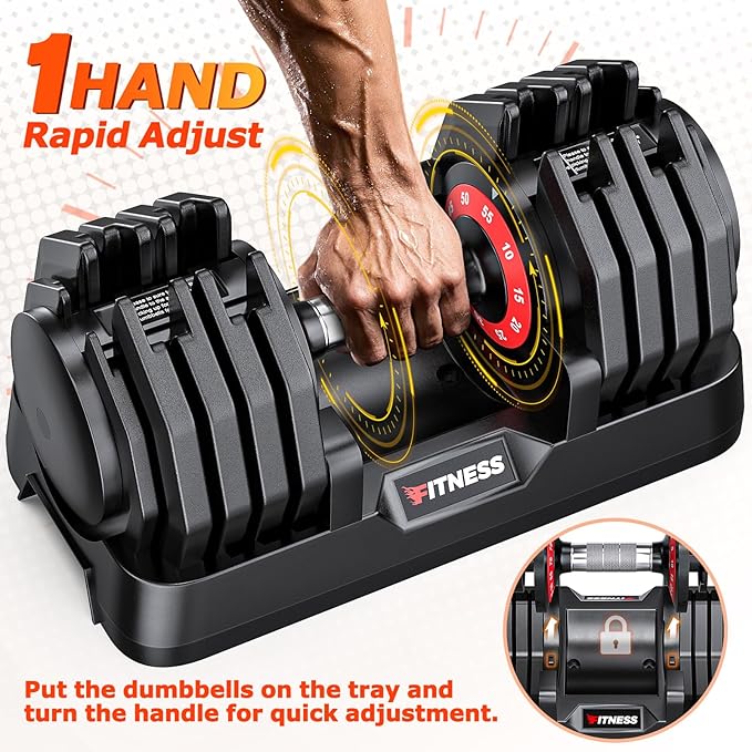 Adjustable Dumbbells Set of 2, 1 Hand Adjustable Weights Dumbbells Set, 5 in 1/10 in 1 Free Dumbbell with Anti-Slip Texture Handle, 25/55/80lb Pair Weight Set For Home Gym Suit both Men and Women