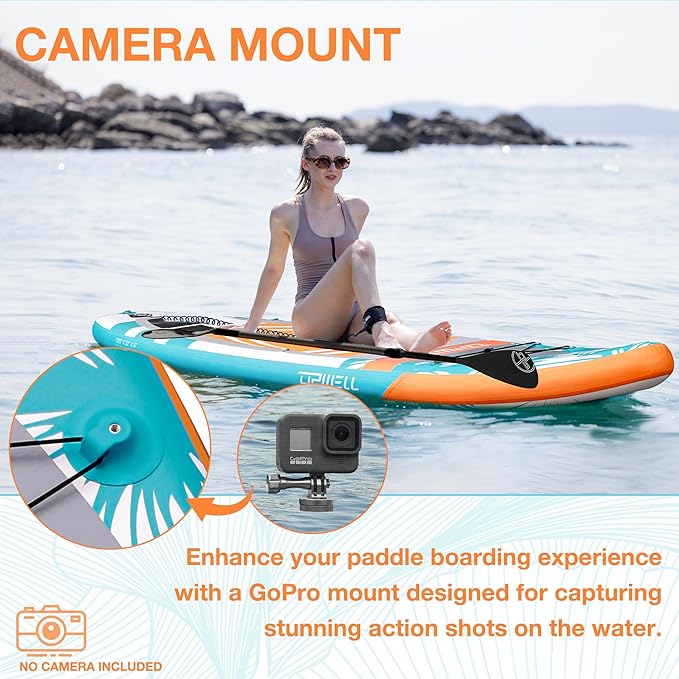 UPWELL 10'6"/11'/11'6" Inflatable Paddle Board, Stand Up Paddlboard for Youth & Adults, Stable Design, Premium SUP Accessories, Backpack, Leash, Hand Pump, Fins