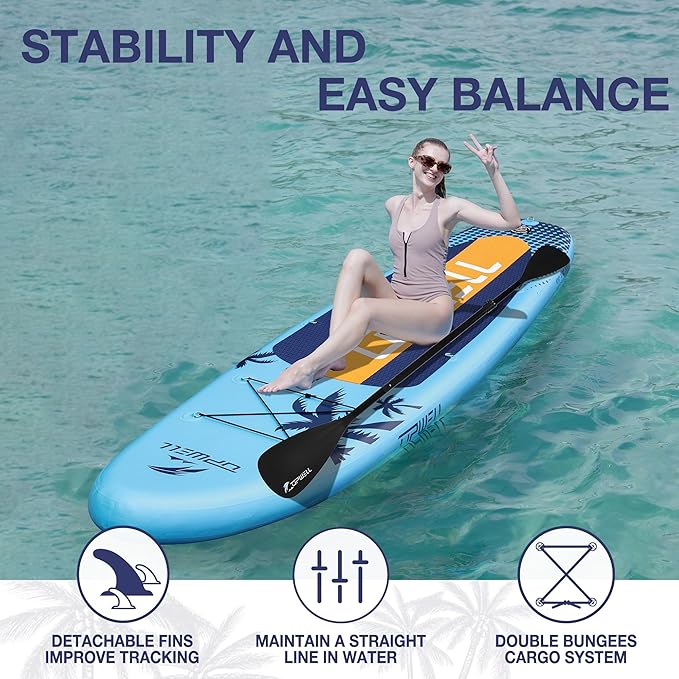 UPWELL 10'6"/11'/11'6" Inflatable Paddle Board, Stand Up Paddlboard for Youth & Adults, Stable Design, Premium SUP Accessories, Backpack, Leash, Hand Pump, Fins