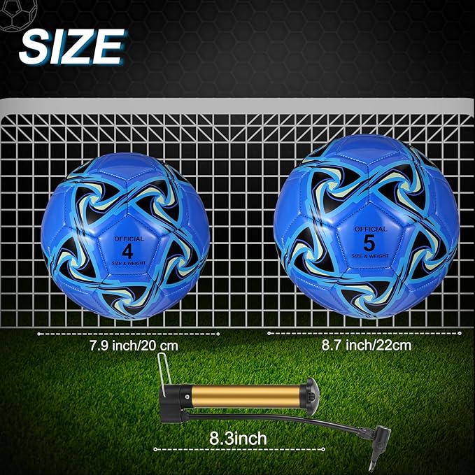 Lenwen 12 Pcs Soccer Balls with Pump Bulk Official Size 5 4 3 Kids Teen Adult Indoor Outdoor Sports Soccer Ball Toddler Youth Gift for Training Game Practice Christmas Operation