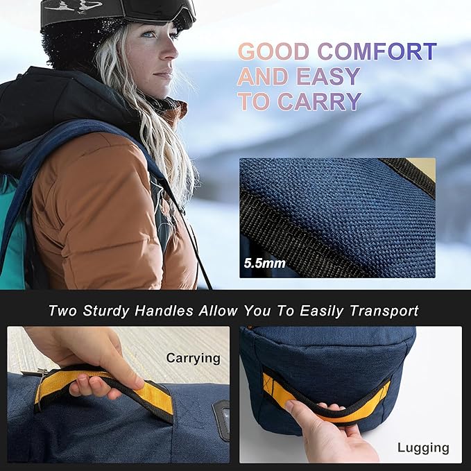 Unigear Snowboard Ski Bag for Air Travel, Reinforced Double Padded Snowboard Bag with EPE Dense, Water-Resistant and Durable up to 175cm Ski Snowboard Travel Bags for Flying