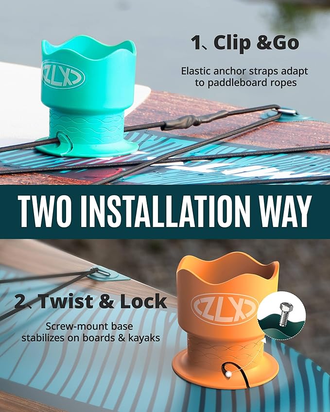 ZLX Cup Paddle Board Kayak Cup Holder, Stand Up Paddle Board Cup Holder Paddleboard Accessories Surfboards, Canoes Kayak Holder for Types of Cup Bottle Drink