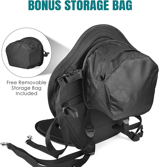 Solomone Cavalli Deluxe Padded Kayak Seat with Storage Bag, Adjustable Cushions for Canoe Fishing Boat Paddle Board Sit-On-Top Kayaks, Universal Size with Back Support