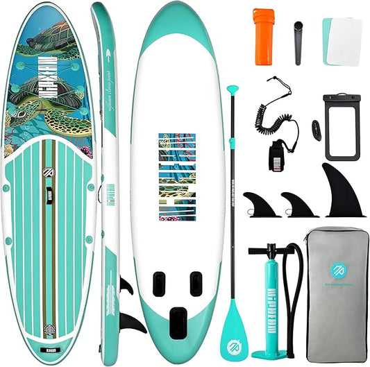 Niphean Inflatable Stand Up Paddle Board with SUP Accessories, Anti-Slip EVA Deck, 10’6’’ Inflatable Paddle Boards for Adults & Youth of All Skill Levels