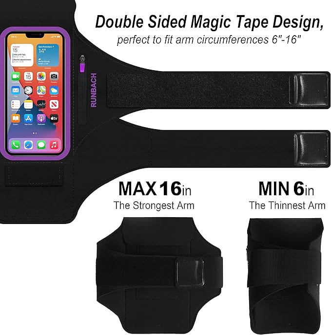 Armband for Samsung Galaxy S25/S24/S23/S22/S21/S20/S10/S9/S8,Galaxy A01/A8/A10e/A20e/A41/M01/Xcover 5,Water Resistant Sport Armband with Zipper Slot for Galaxy Buds (Purple)