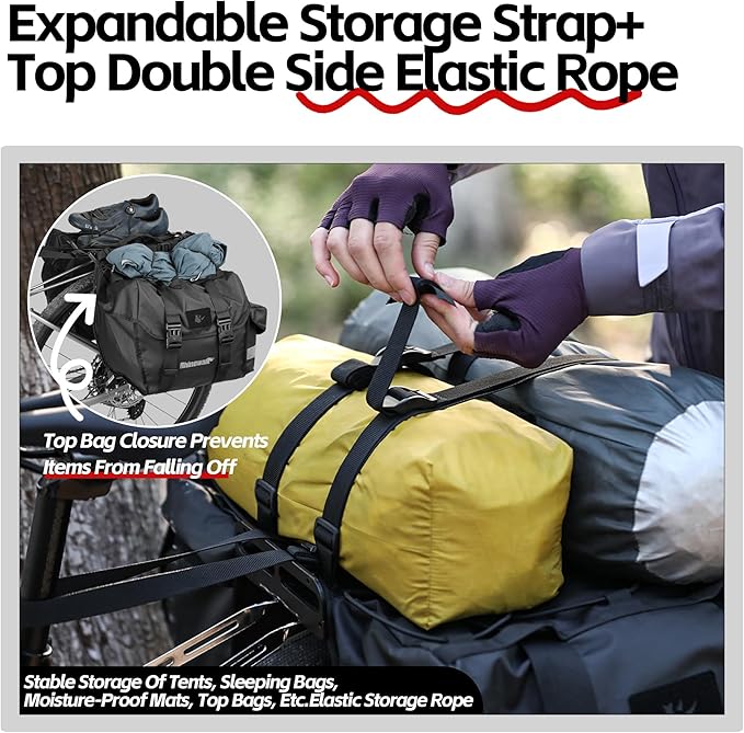 Rhinowalk Bike Pannier Bag for Bicycle Rear Rack Bag 22/40/50L Cycling Saddle Bag Luggage Storage Bag for Long Distance with Rain Cover