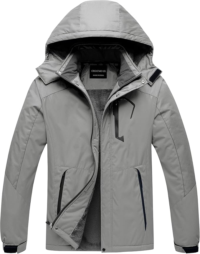 CREATMO US Men's Mountain Waterproof Ski Jacket - Windproof Snowboarding Warm Winter Coat Raincoat