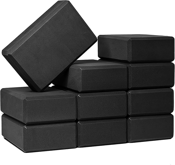 Sunshine Yoga 3" Yoga Block, 10 Pack Bulk EVA Foam Yoga Blocks, Firm and Supportive Yoga Brick, Balance Foam for Stretching, Pilates, and Workout, 3" x 6" x 9"