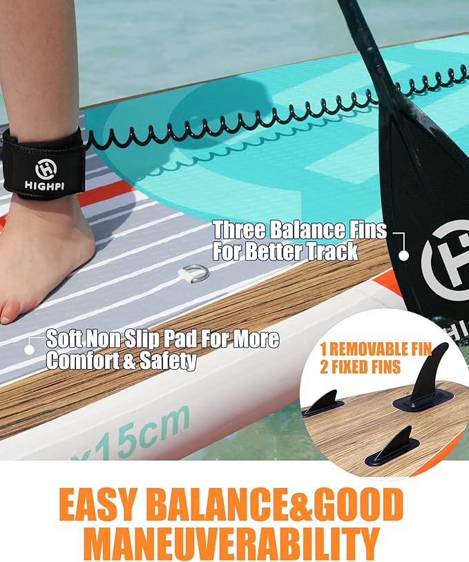 Highpi Inflatable Stand Up Paddle Board for Youth and Adults – Wide Sup with Premium Accessories, Blow Up Paddleboard for Surfing, Fishing, Yoga & More