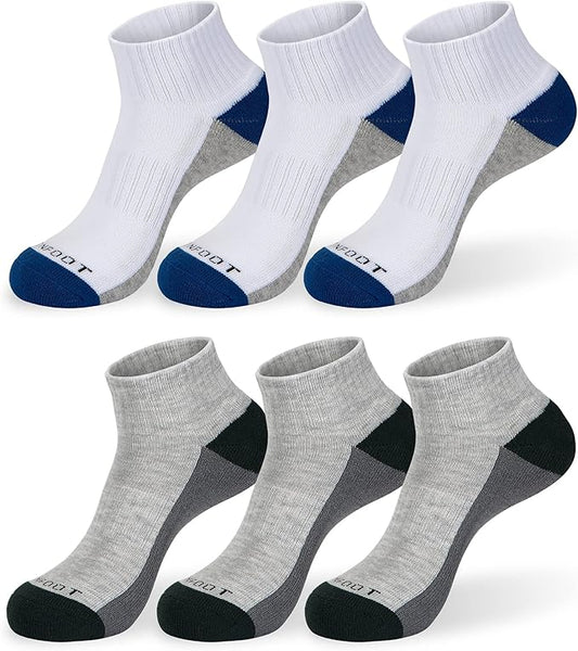 MONFOOT Men's/Women's 6 Pairs Daily Cushion Comfort Fit Performance Quarter Ankle Socks Multipack