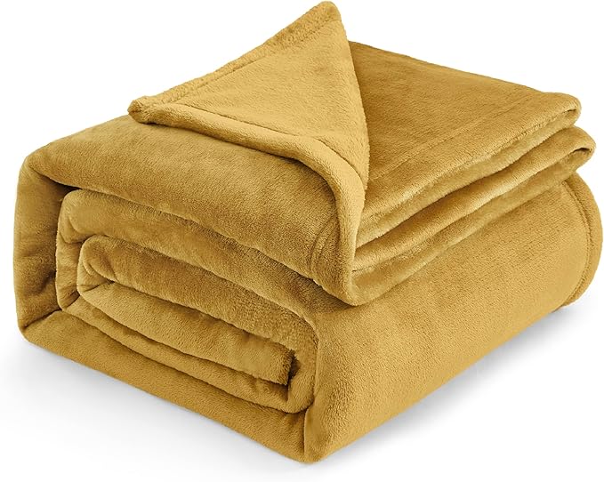 Bedsure Fleece Blankets King Size Gold Yellow - Bed Blanket Soft Lightweight Plush Cozy Fuzzy Luxury Microfiber, 108x90 inches