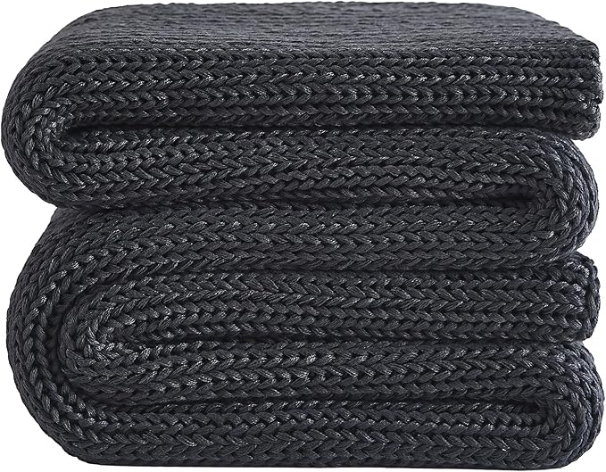 L'AGRATY Knitted Weighted Blanket - 60"x80" 20lbs Cooling Chunky Knit Heavy Blanket for Adults Braided Crochet Throw Thick Cable Yarn Knit Decorative No Beads Evenly Weighted Machine Washable