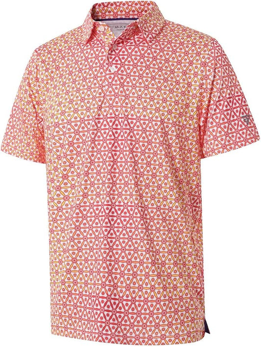 Men's Golf Polo Shirts Short Sleeve Striped Performance Moisture Wicking Dry Fit Golf Shirts for Men