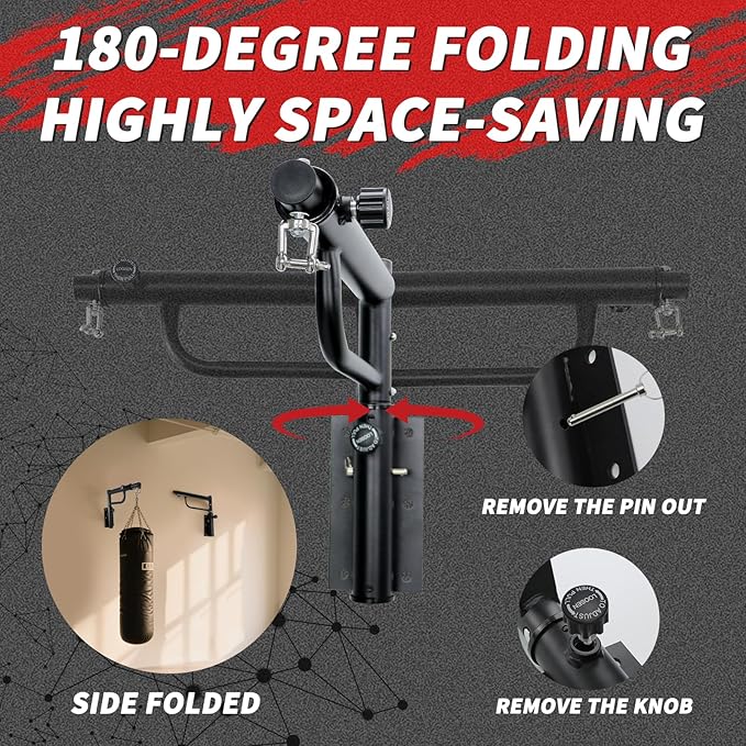 Heavy Bag Hanger Wall Mount Punching Boxing Bag Bracket -Round Tube,Heavy Duty Adjustable Length & Height for Boxing, Taekwondo, Muay Thai Bags,for Home Gym Installation