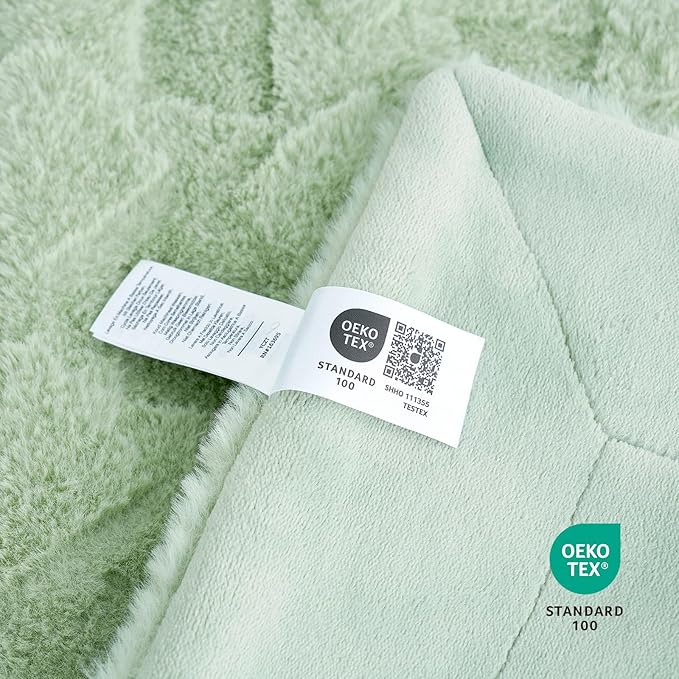 Cozy Bliss Faux Fur Throw Blanket for Couch - Soft Checkered Fuzzy Cozy Throw Gift Blankets for Women,Sage Green Boho Blanket for Sofa Bedroom Living Room.60 * 80 Inches
