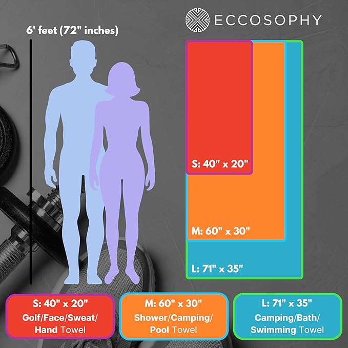 ECCOSOPHY Microfiber Beach Towel – Quick Dry Gym Towel, Highly Absorbent with Ribbed Texture, Lightweight – Ideal for Travel, Pool, Yoga, Fitness & Outdoor Adventures – 40x20 Creamsicle