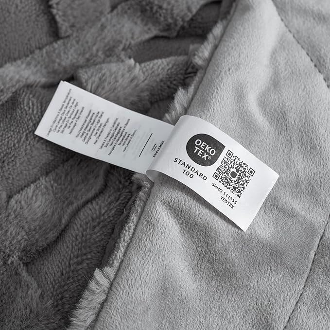 Cozy Bliss Faux Fur Throw Blanket for Couch, Jacquard Fuzzy Plush Soft Thick Winter Throw Blanket for Sofa Bed Living Room Bedroom，50"x60" Grey
