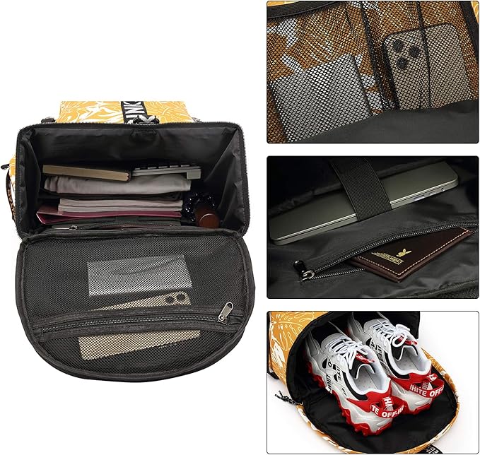 Kalesi Gym Duffle Bag Backpack 4-Way Waterproof with Shoes Compartment for travel Sport Hiking laptop (Mustard yellow)