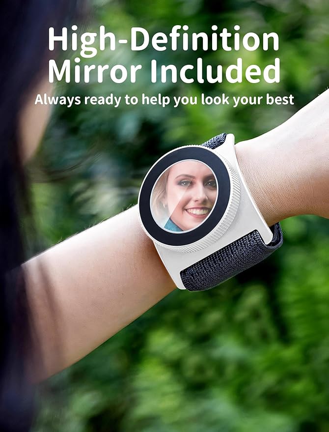 TOPGO Magnetic Running Phone Holder for iPhone, HD Mirror & Extendable Anti-Drop Rope for Gym/Yoga, 360° Rotatable Wrist Phone Holder, Fits iPhone 16 Pro & Android (Black, 2 Straps)