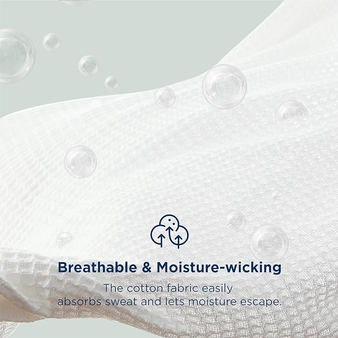 Bedsure 100% Cotton Blanket King Size for Bed - Breathable and Soft, Waffle Weave Blanket for Summer, Thick Cozy Fall Blankets for Women Gift, White, 104x90 inches