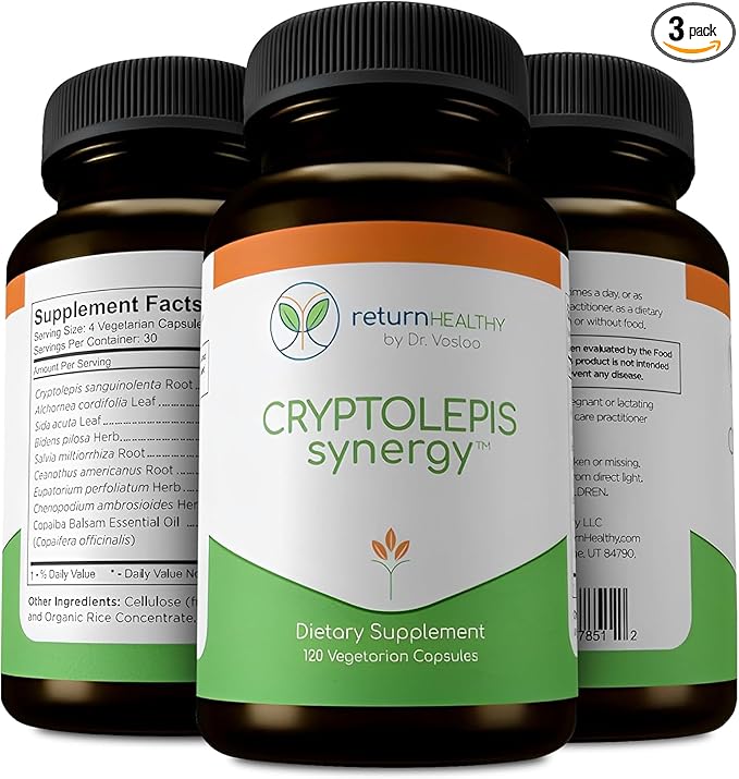 Cryptolepis Synergy, Immune Support Vitamins, Immune System Booster for Adults, Liver, Lymphatic, & Immune Support Supplement, Supports Lyme & Natural Parasite Defense, 120 Capsules, 3 Pack