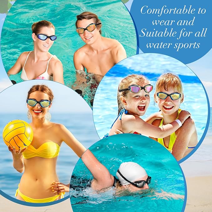 Konohan 10 Pack Swim Goggles Bulk for Kids adult Pool Goggles Anti Fog Silicone No Leak Swimming Glasses for Men Women Youth