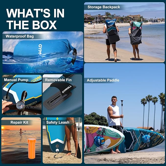 Paddle Board, Inflatable Stand Up SUP Paddle Boards for Adults & Youths of All Skill Levels, Wide & Non-Slip Deck Design Blow Up Paddleboards with Premium Accessories & Storage Bag