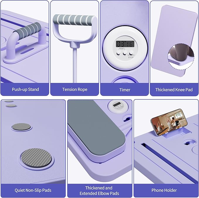 Pilates Reformer Set, ESBANY Pilates Board with Phone Holder, Multi-Purpose Foldable Pilates Reformer Machine, Portable Home Pilates Slider Board Equipment for Home Workout, Fitness, Exercise, Abs