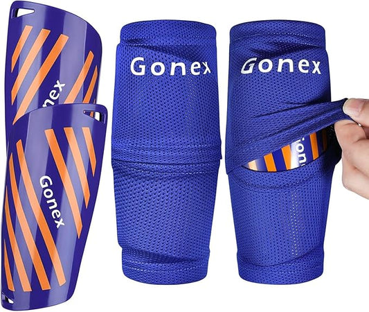 Gonex Soccer Shin Guards for Kids Adult, Youth Boys Girls Shin Guards Slip in Soccer Shin Pad Sleeves Canilleras for Football Games, EVA Cushion Protection Reduce Shocks & Injuries