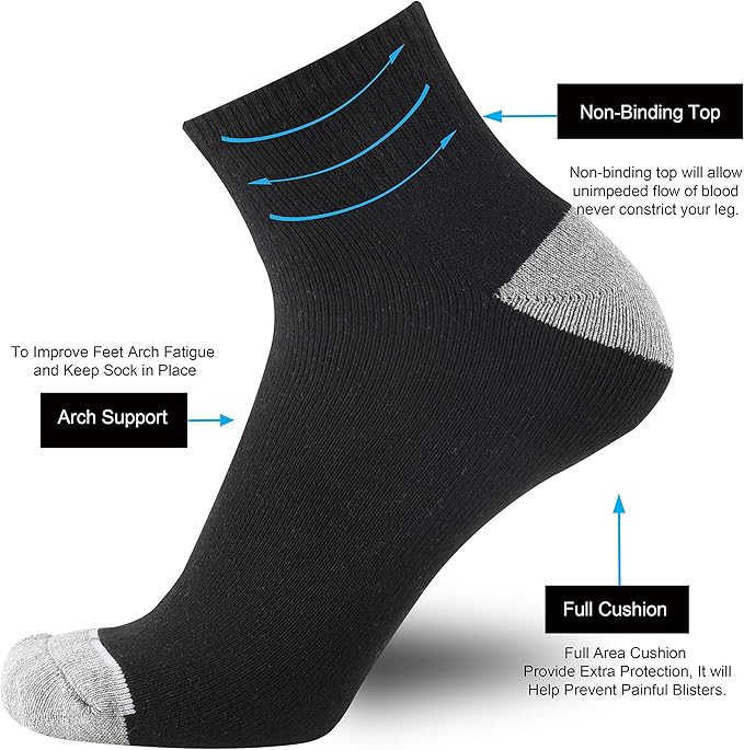 ONKE Max Full Cushion Low Cut Quarter Socks for Men Athletic Running Training Work Thick Warm Moisture Control Anti Blister