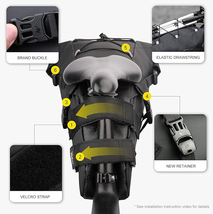 Rhinowalk Waterproof Bike Saddle Bag 13L - Under Seat Storage for Mountain Road Biking and Commuting Trips