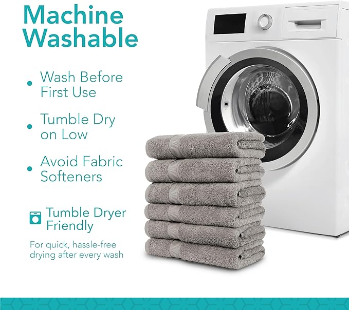 Pleasant Home Bath Towels Set of 6 (24” x 50”) 100% Cotton, 515 GSM | Lightweight, Soft & Absorbent Luxury Towels for Bathroom | for Gym, Pool & Spa | 6 Pack, Gray