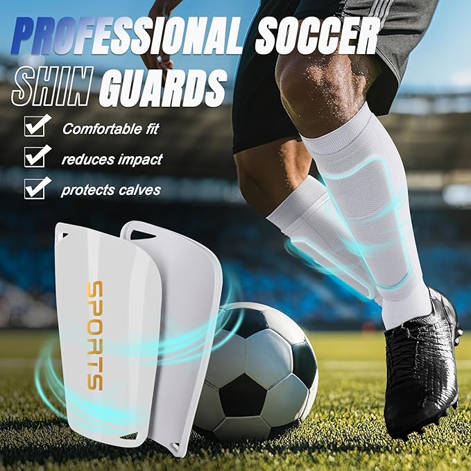 XZQTIVE Soccer Shin Guards with Shin Sleeves and Soccer Socks, Football Shin Pads Set for Kids Youth and Adult