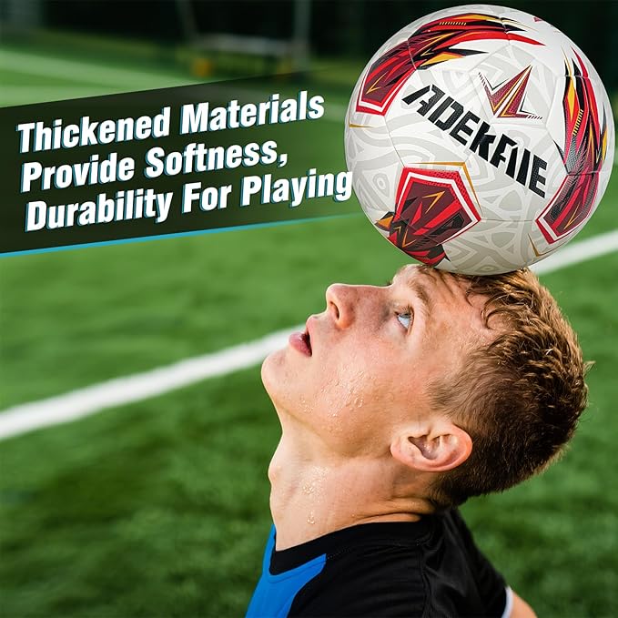 Soccer Ball Size 5 for All Age Recreational or Professional Outdoor Practice, PU Official Size&Weight, Size 5 Soccer Ball for Boys Youth Adults College Team, Ideal Gifts with Pump and Carry Net