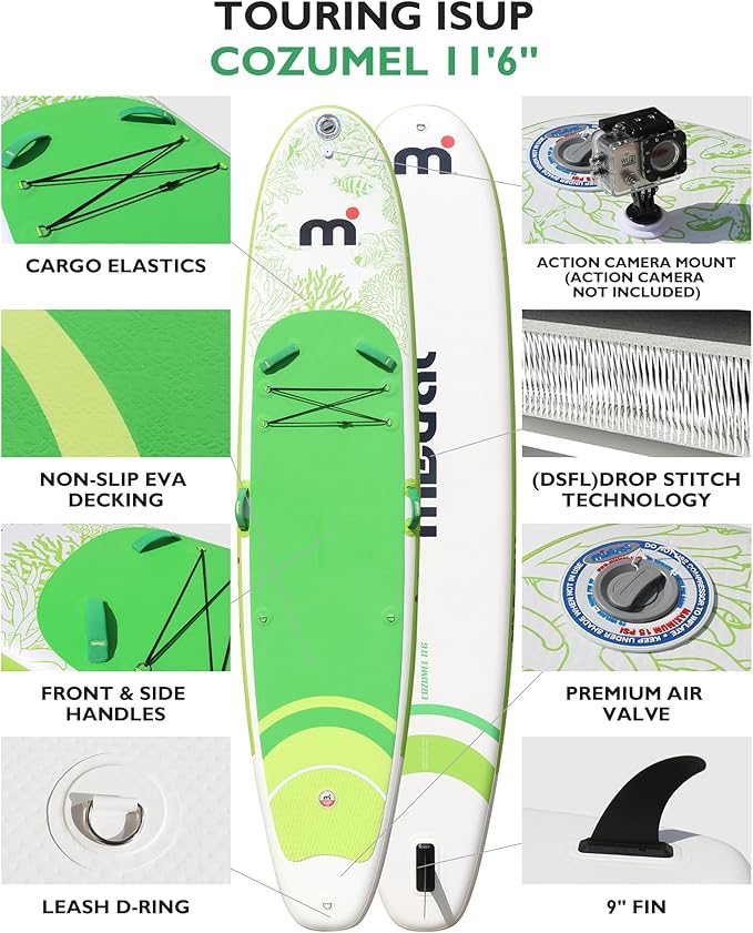 Mistral Stand Up Paddle Board, 11'6 x31''x6'' Inflatable SUP with Premium Paddleboard Accessories, Carry Bag, Dual Action Pump, Paddle, Leash, Wide Stable Design, Non-Slip Deck for Adults & Youth